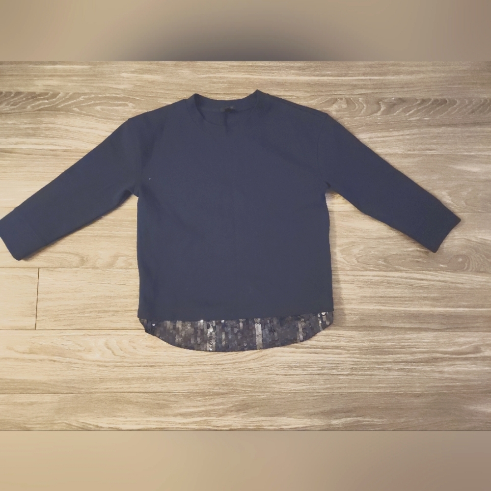 J Crew Sequin Navy Sweatshirt